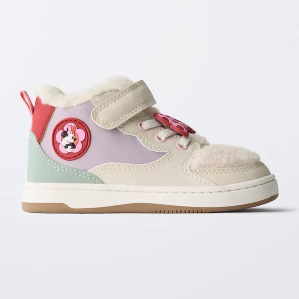 Zara Disney Minnie Mouse Toddler Girls Fleece High Top Sneakers Sz 7 NWT